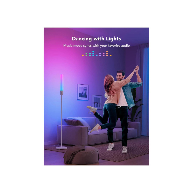 Напольный светильник GOVEE RGBICW Cylinder Floor Lamp, Wi-Fi + BT, многоцветный + сверхбелые светодиоды, разнонаправленное освещение