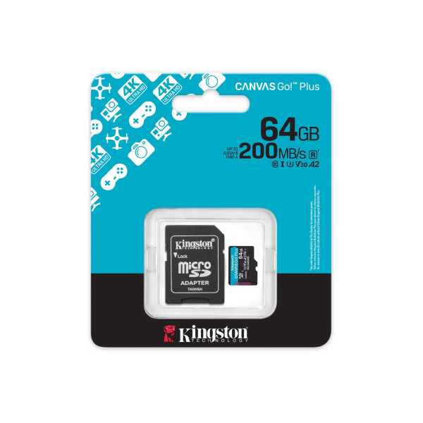 Card de memorie MicroSD 64GB Kingston Canvas Go! Plus Gen 4 SDCG4/64GB+SD adapter