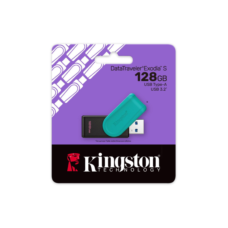 USB-накопитель 128GB Kingston DataTraveler Exodia S, Black/Teal
