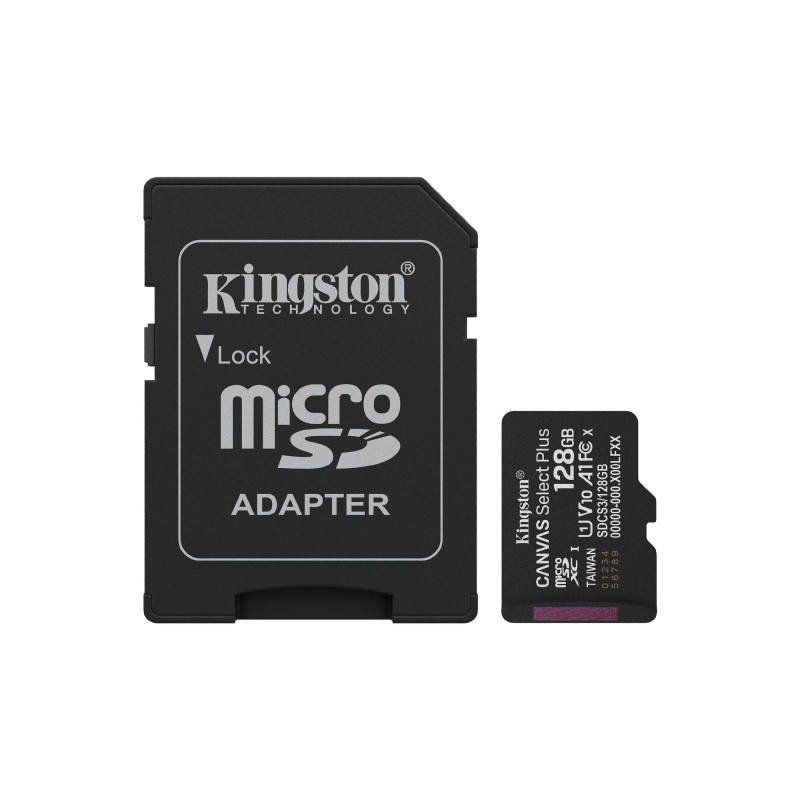 Карта памяти MicroSD 128GB Kingston Canvas Select Plus + SD adapter