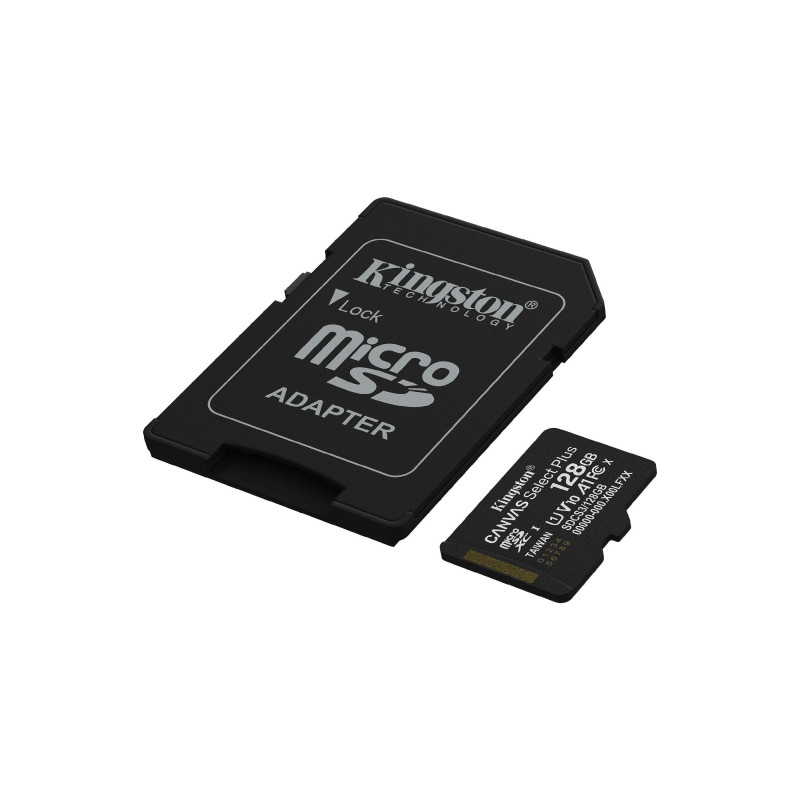 Карта памяти MicroSD 128GB Kingston Canvas Select Plus + SD adapter