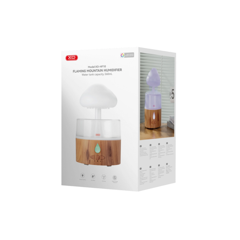 Увлажнитель воздуха XO HF10 Raining Clouds с разноцветными огнями и ароматерапевтическим диффузором (ЕС), белый
