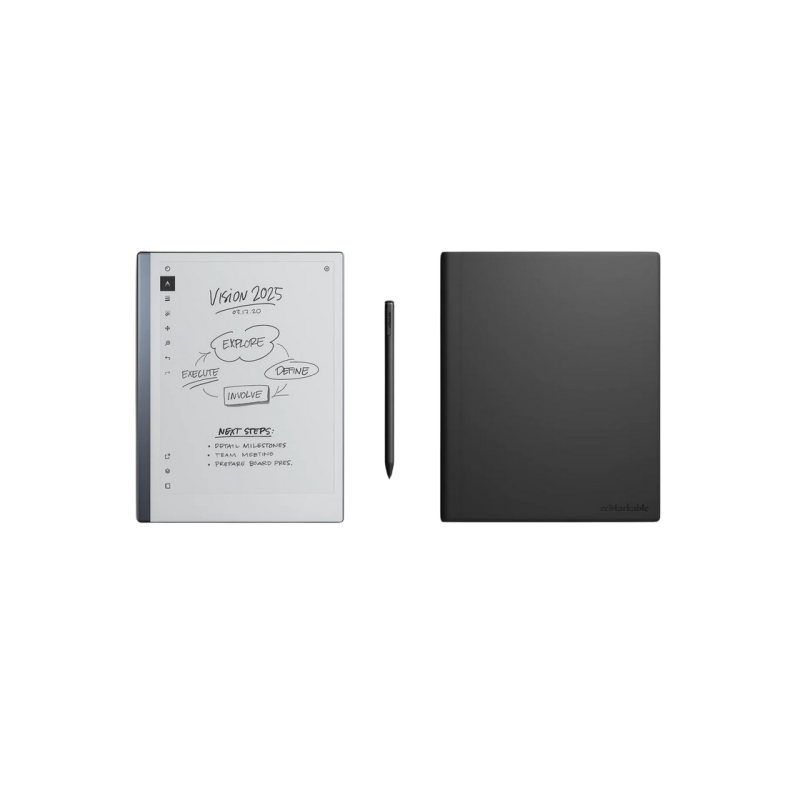 reMarkable 2 Essentials Bundle with Marker Plus Book Folio Polymer, Leather Black