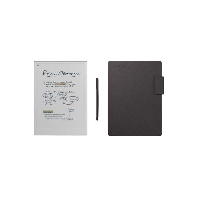 reMarkable Paper Pro Bundle with Marker Plus Book Folio Mosaic, Weave Basalt