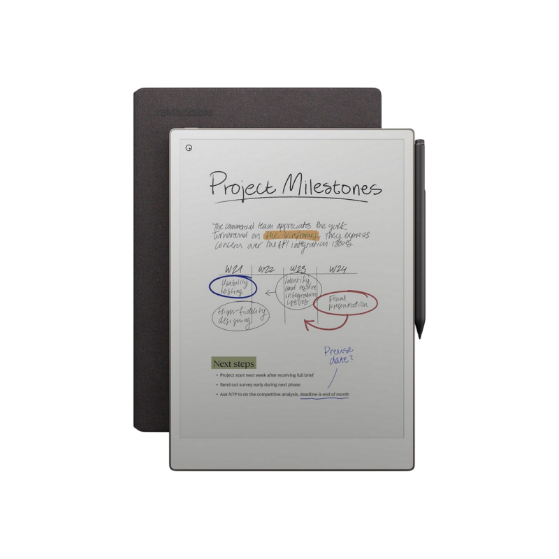 reMarkable Paper Pro Bundle with Marker Plus Book Folio Mosaic, Weave Basalt