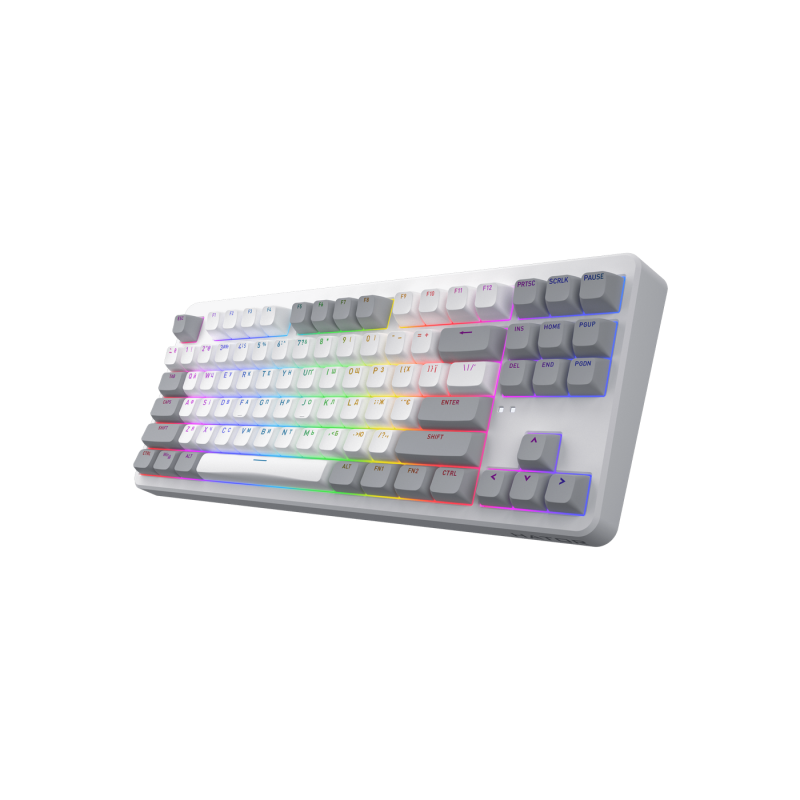Wireless Gaming Keyboard HATOR Rockfall 3 Mecha TKL, RGB, 2.4GHz, BT5.3, USB/Type-C, EN/UA, 1.8m, 4000 мАh, White