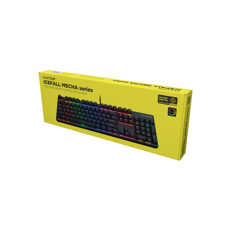 Gaming Keyboard HATOR Icefall Mecha Rainbow, Mechanical, Rainbow LED, 1.8m, USB, EN/UA, Black