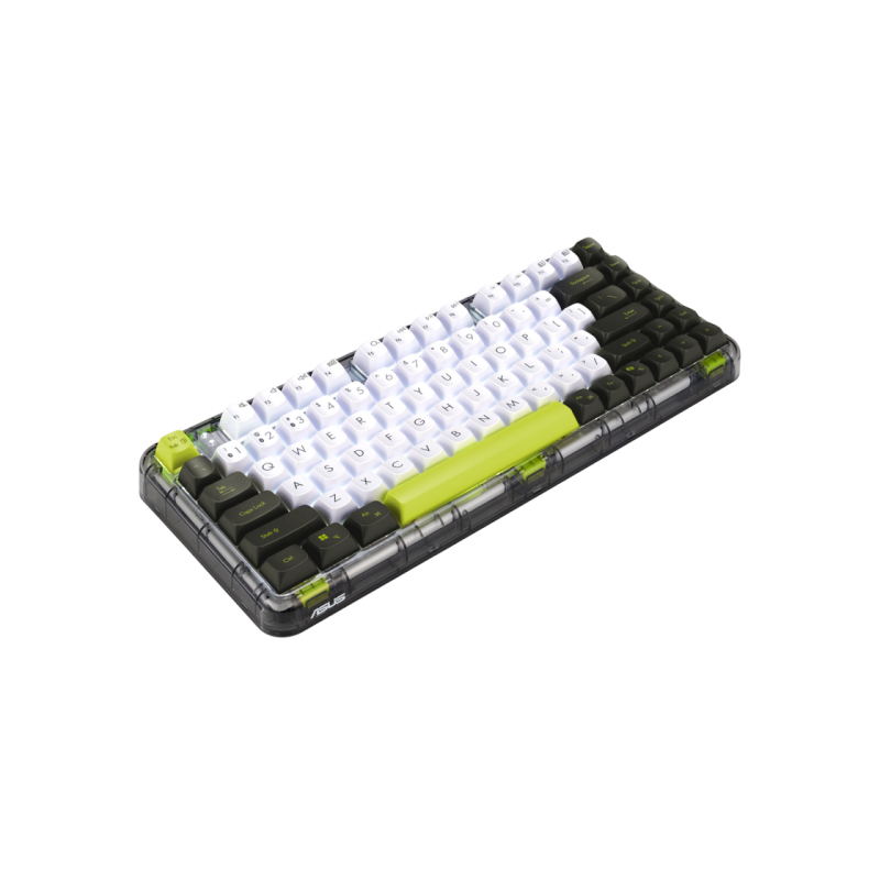 Keyboard Asus Jelly75, KD201, Mechanical, Key Travel 4.0 mm, Linear, USB/RF 2.4GHz/Bluetooth, EN, Black/White/Green