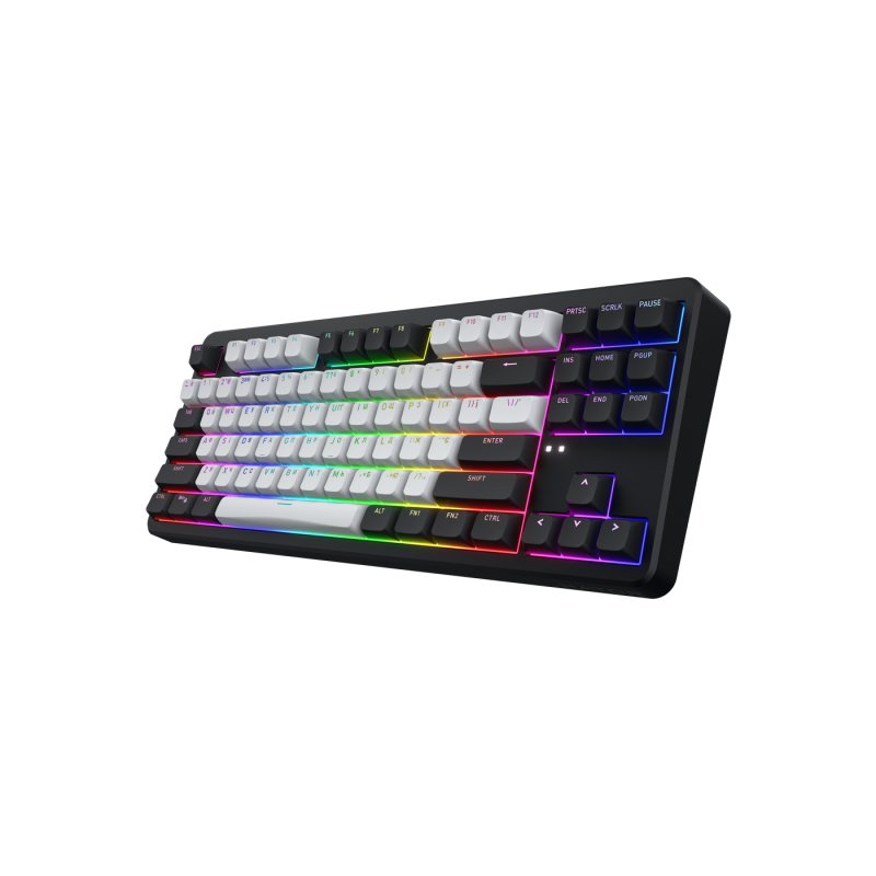 Wireless Gaming Keyboard HATOR Rockfall 3 Mecha TKL, RGB, 2.4GHz, BT5.3, USB/Type-C, EN/UA, 1.8m, 4000 мАh, Black