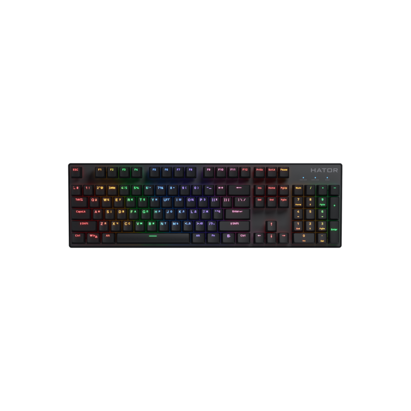 Gaming Keyboard HATOR Icefall Mecha Rainbow, Mechanical, Rainbow LED, 1.8m, USB, EN/UA, Black