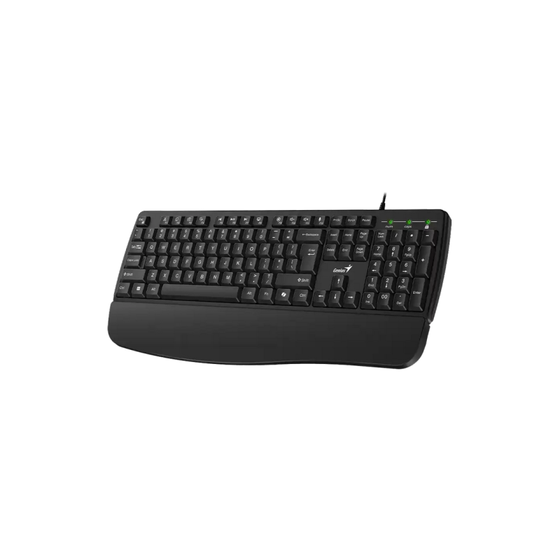 Keyboard Genius KB-123, Classic, 12 Fn Keys, Concave Keycaps, Spill Resistant, One Palm Rest, 1.5m, USB, EN/RU,