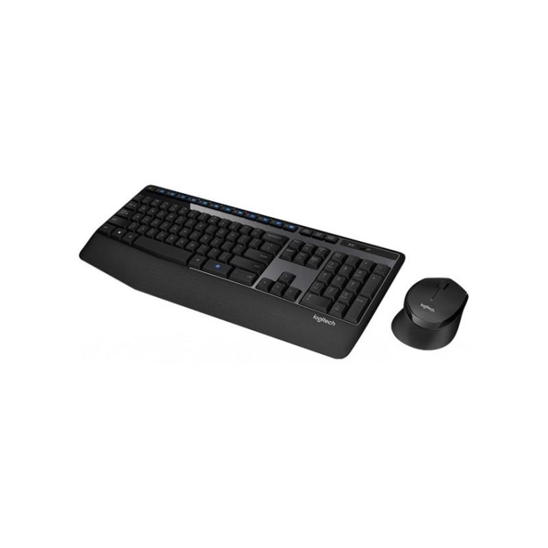 Wireless Keyboard & Mouse Logitech MK345, Spill-resist, Palm rest, US Layout, 2xAAA/1xAA, Black