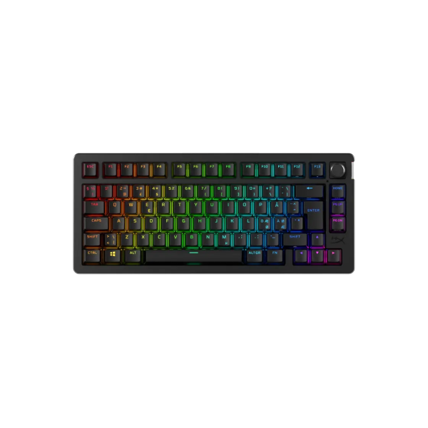 Игровая беспроводная клавиатура HyperX Alloy Rise 75, механическая, форм-фактор 75%, линейный SW, ручка громкости, 80h, RGB, 1,8 м
