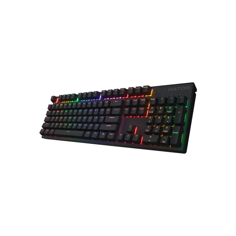 Gaming Keyboard HATOR Icefall Mecha Rainbow, Mechanical, Rainbow LED, 1.8m, USB, EN/UA, Black