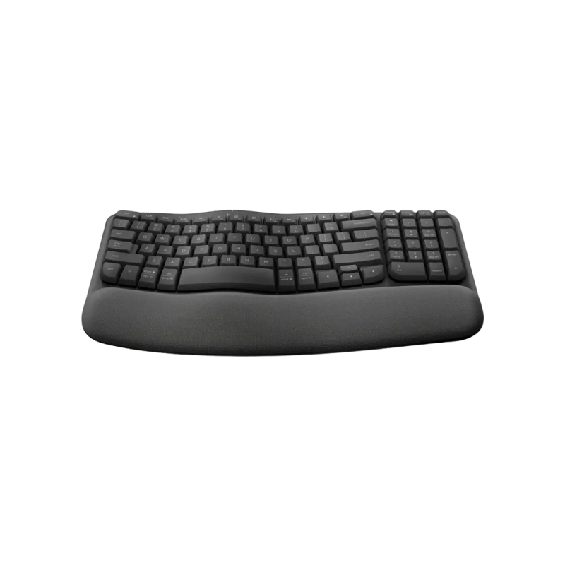 Wireless Keyboard Logitech Wave Keys (B2B), Curved keyframe, Palm rest, Tilt legs, Easy-Switch Keys, Battery