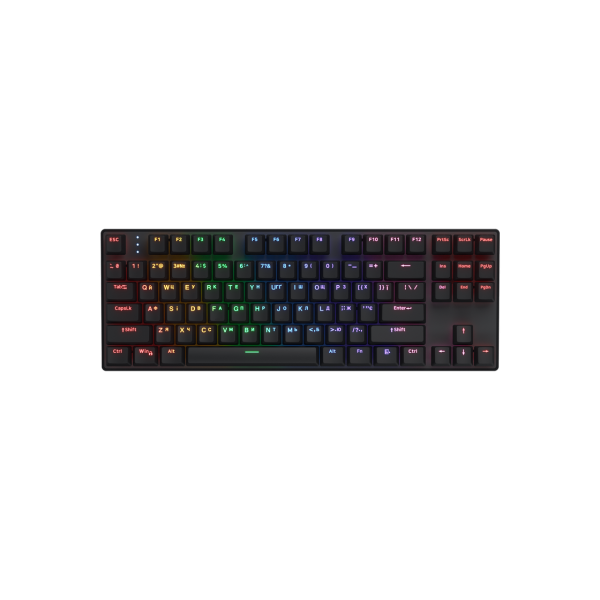 Wireless Gaming Keyboard HATOR Icefall Mecha TKL Rainbow, Mechanical, Rainbow LED, 1.8m, USB, EN/UA, Black