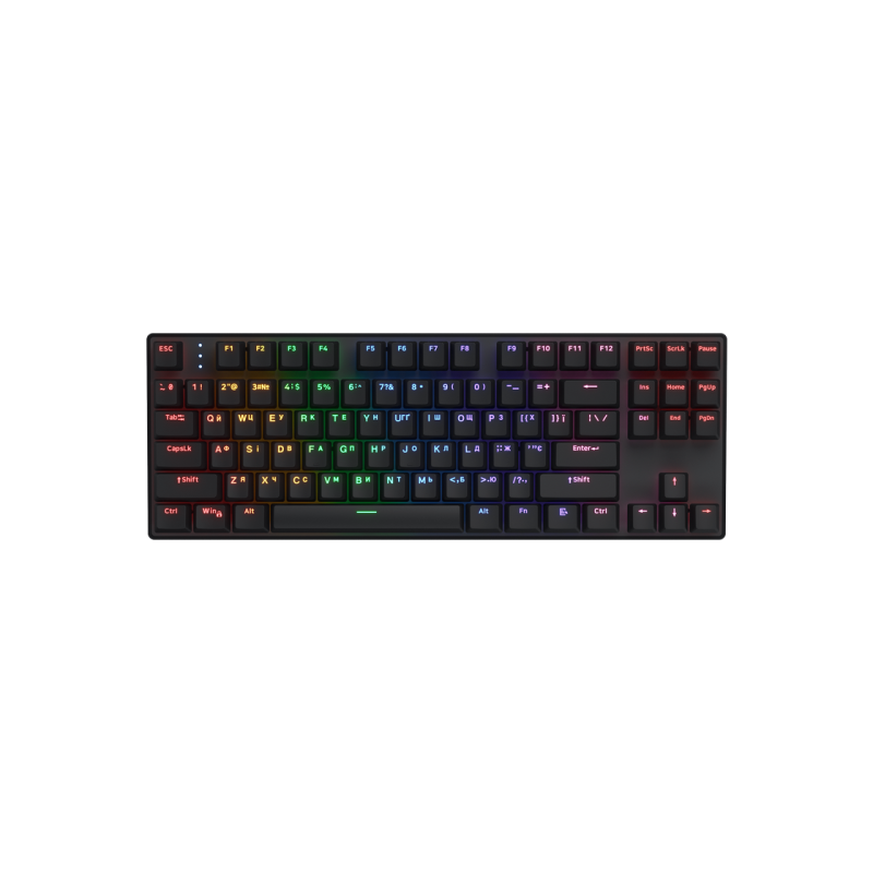 Wireless Gaming Keyboard HATOR Icefall Mecha TKL Rainbow, Mechanical, Rainbow LED, 1.8m, USB, EN/UA, Black