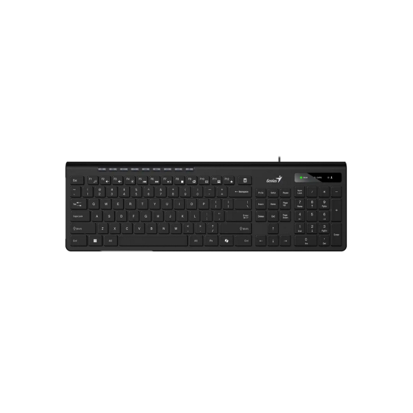 Keyboard Genius SlimStar 230 II, Multimedia, 12 Fn keys, Low-profile, Chocolate keycap, Brushed metal finish, 1.4m