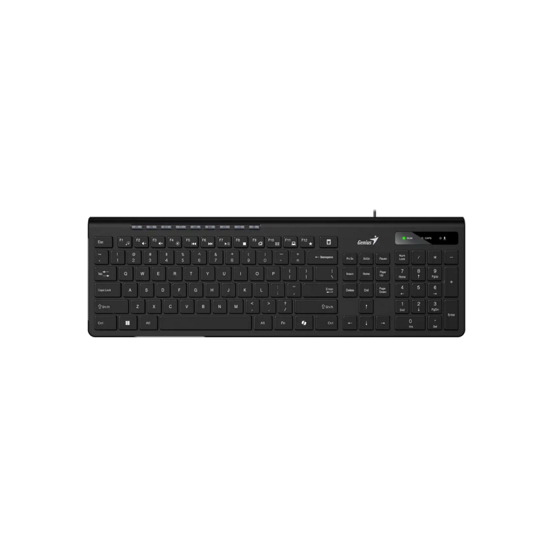 Keyboard Genius SlimStar 230 II, Multimedia, 12 Fn keys, Low-profile, Chocolate keycap, Brushed metal finish, 1.4m