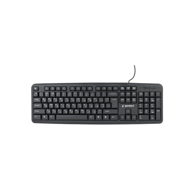 Keyboard Gembird KB-U-103-UA, Full size, Silent, 1.8m, USB, EN/UA, Black