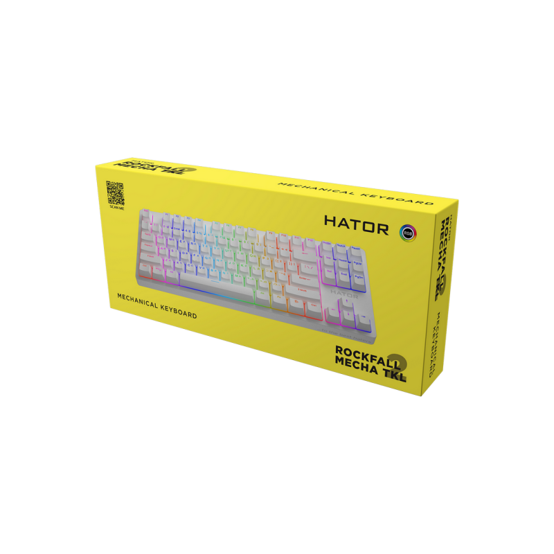 Игровая клавиатура HATOR Rockfall 2 Mecha TKL, RGB, 1,8 м, USB, EN/UA, белая
