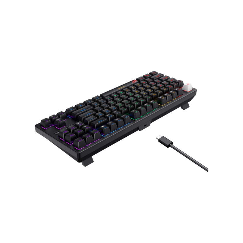 Gaming Keyboard Havit KB892L, Mechanical, Tacticle SW, 87 Keys, Fn keys, RGB, 1.8m, USB, EN, Black