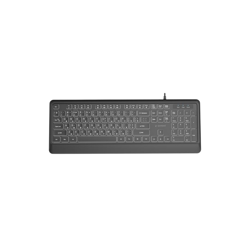 Keyboard Gembird KB-MCH-05-CYRL, Slimline, 12 FN keys, 5 multimedia keys, Chocolate type, 1.8m, USB-A + C, EN/RU,