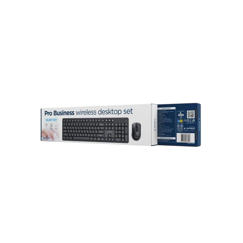 Wireless Keyboard & Mouse Gembird Silent key Pro Business KBS-WMS-01-CYRL, Slim , 5000dpi, 6 buttons,