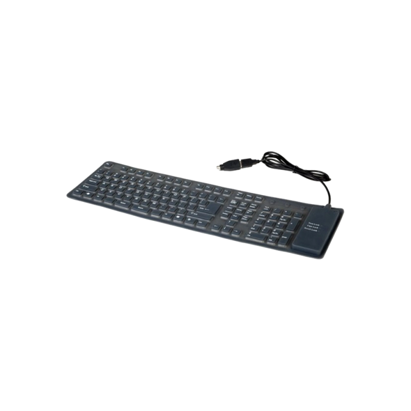 Клавиатура Gembird KB-109F-B, силиконовая, клавиши EN, влагозащищенная, черная, USB