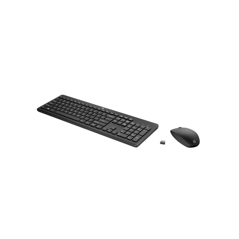 Беспроводная клавиатура и мышь HP 330, полноразмерная; раскладка с 2,5 зонами, малошумный ход клавиш; 2,5 мм, 1600 точек на дюйм, 3