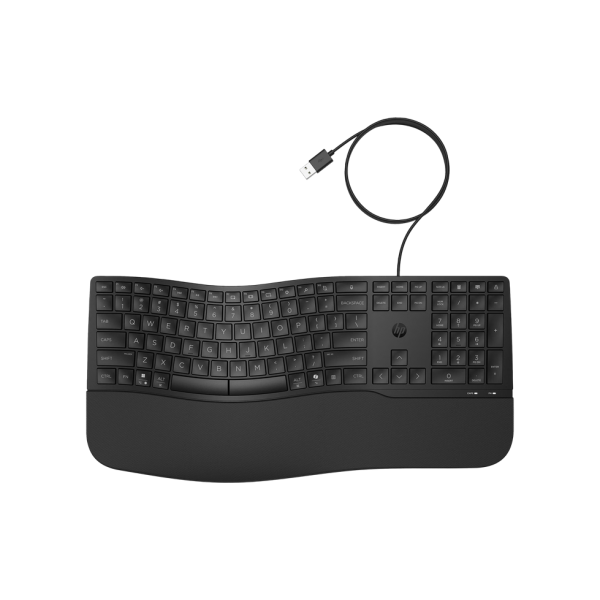 Keyboard HP 480 Comfort wired,  Full size, 3-zone layout, 23 prog.keys, 1,5m Cable, USB-A, EN/RU, Black