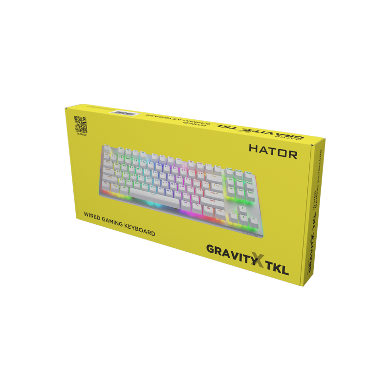 Игровая клавиатура HATOR Gravity X TKL, RGB, 1,8 м, USB, EN/UA, белая