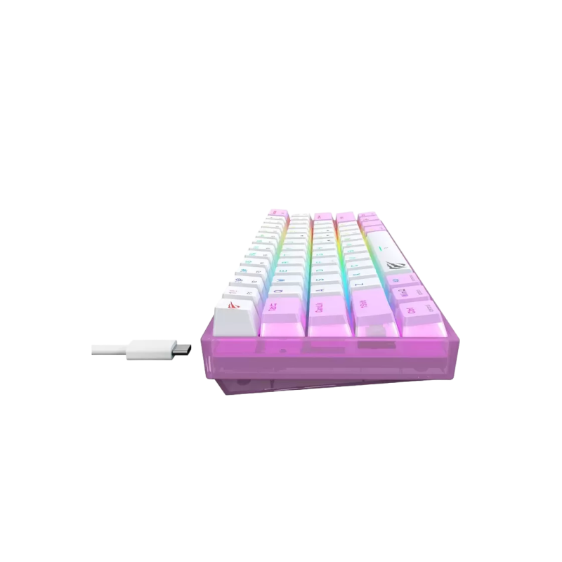 Gaming Keyboard Havit KB877L, Mechanical, Red SW, Fn Keys, All keys roll-over, 61 Keys, 50M, RGB, Detachable cable, 1.5m, USB,