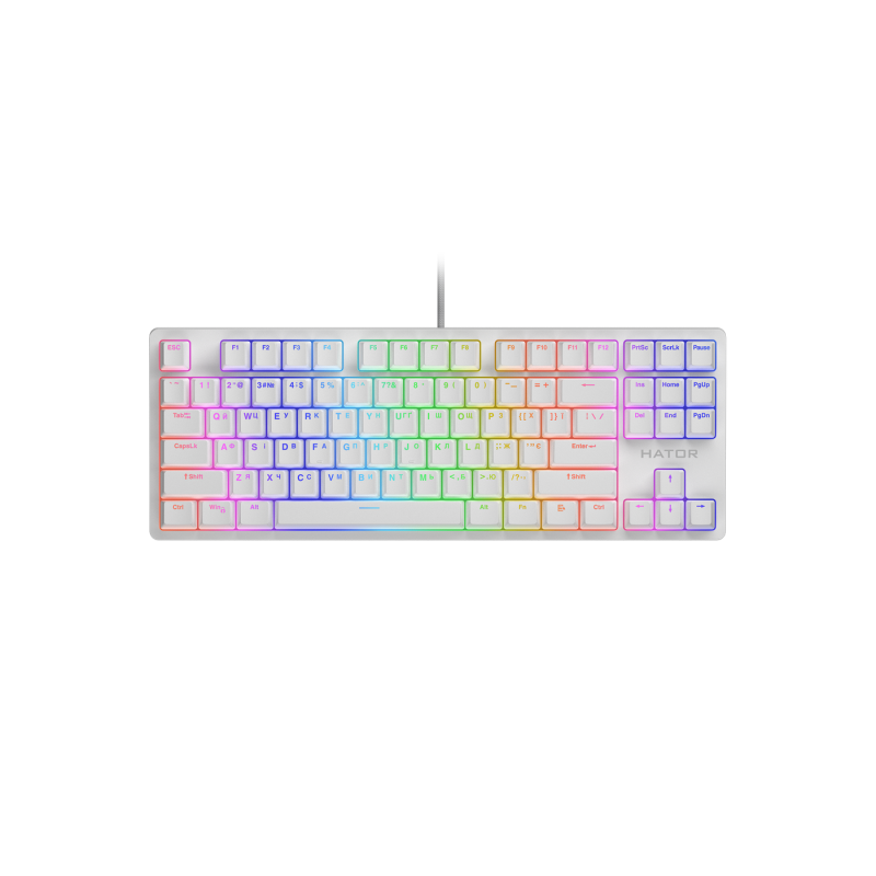 Игровая клавиатура HATOR Rockfall 2 Mecha TKL, RGB, 1,8 м, USB, EN/UA, белая