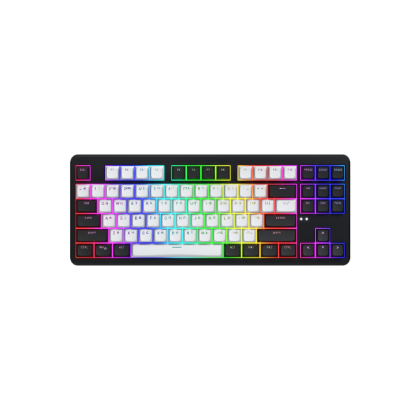 Wireless Gaming Keyboard HATOR Rockfall 3 Mecha TKL, RGB, 2.4GHz, BT5.3, USB/Type-C, EN/UA, 1.8m, 4000 мАh, Black