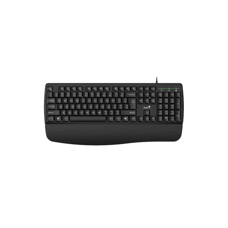 Keyboard Genius KB-123, Classic, 12 Fn Keys, Concave Keycaps, Spill Resistant, One Palm Rest, 1.5m, USB, EN/RU, 