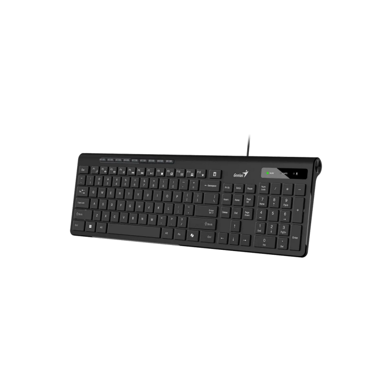 Keyboard Genius SlimStar 230 II, Multimedia, 12 Fn keys, Low-profile, Chocolate keycap, Brushed metal finish, 1.4m