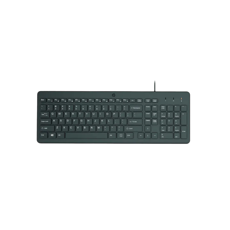 Keyboard & Mouse HP 150, Keyboard Full size; 2.5-zone layout, Mouse 3 buttons, USB, EN, Black