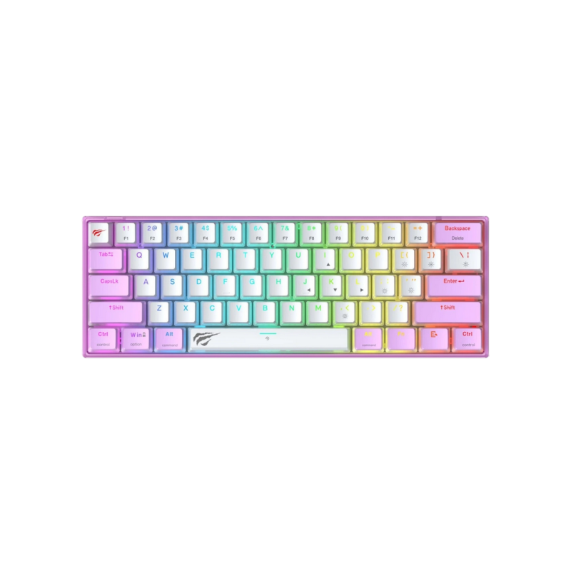 Gaming Keyboard Havit KB877L, Mechanical, Red SW, Fn Keys, All keys roll-over, 61 Keys, 50M, RGB, Detachable cable, 1.5m, USB,
