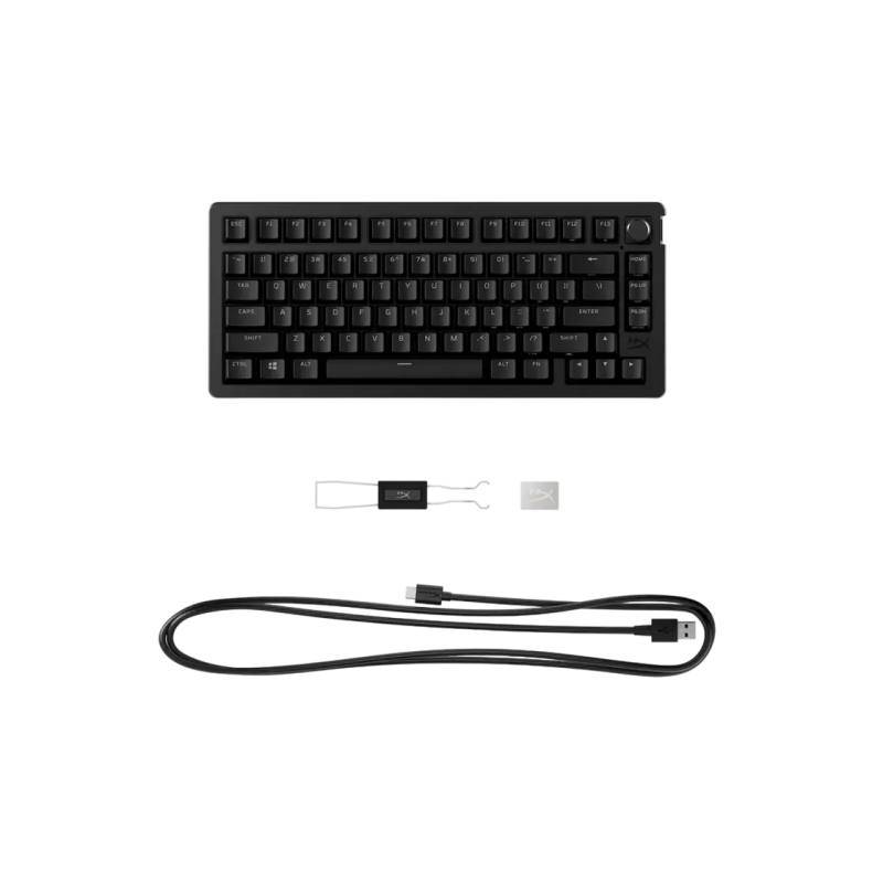 Игровая беспроводная клавиатура HyperX Alloy Rise 75, механическая, форм-фактор 75%, линейный SW, ручка громкости, 80h, RGB, 1,8 м