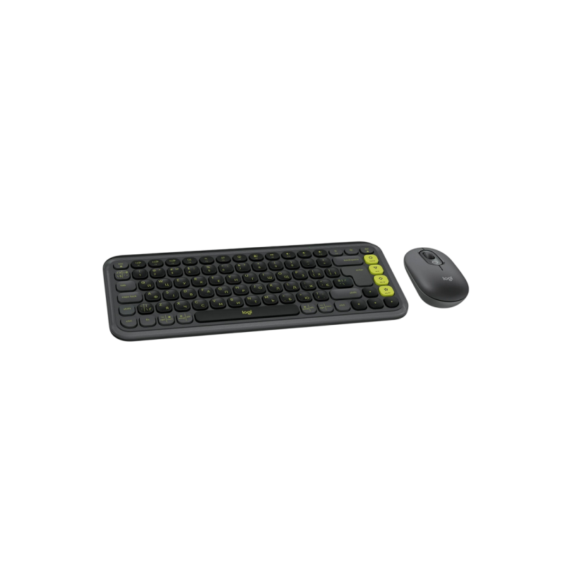 Wireless Keyboard & Mouse Logitech POP ICON, Compact design, Low-profile keys, 4000dpi, 3 buttons, 2xAAA/1xAA,