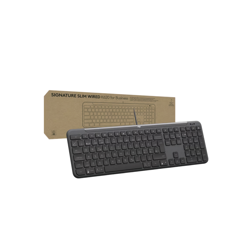 Клавиатура Logitech Signature Slim K620 для бизнеса, бесшумная печать, 1,8 м, USB-C, EN, черная