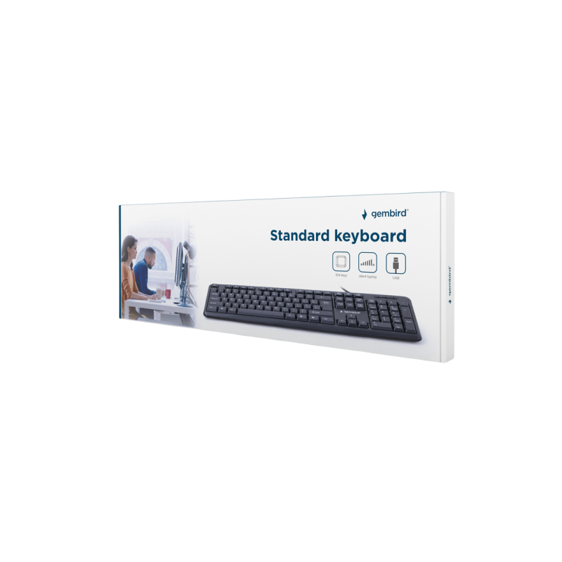 Keyboard Gembird KB-U-103-UA, Full size, Silent, 1.8m, USB, EN/UA, Black