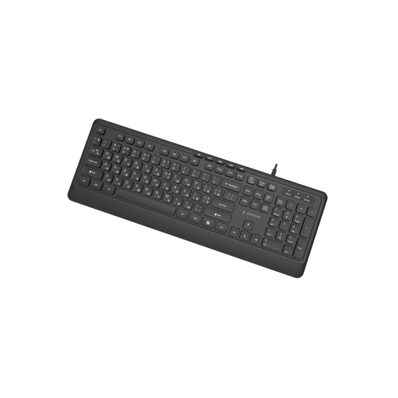 Keyboard Gembird KB-MCH-05-CYRL, Slimline, 12 FN keys, 5 multimedia keys, Chocolate type, 1.8m, USB-A + C, EN/RU,