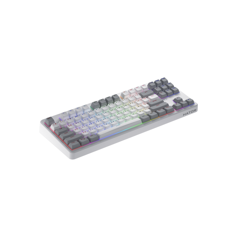 Wireless Gaming Keyboard HATOR Rockfall 3 Mecha TKL, RGB, 2.4GHz, BT5.3, USB/Type-C, EN/UA, 1.8m, 4000 мАh, White