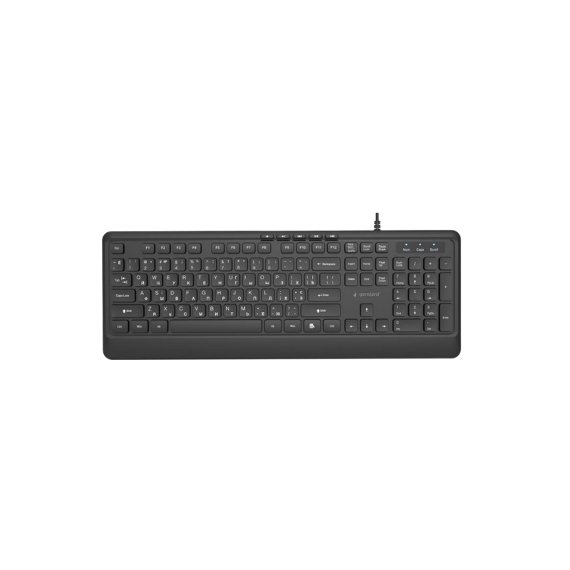 Keyboard Gembird KB-MCH-05-CYRL, Slimline, 12 FN keys, 5 multimedia keys, Chocolate type, 1.8m, USB-A + C, EN/RU, 