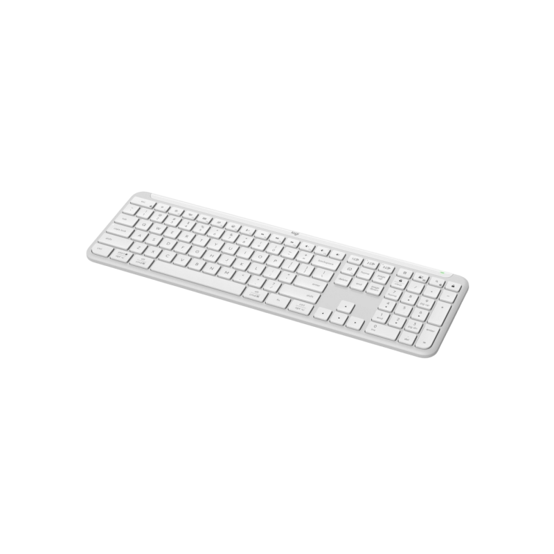 Wireless Keyboard Logitech K950, Ultra thin, Quiet Typing, F-keys, Smart Actions, Flow, 2xAAA, 2.4Ghz+BT, EN, White