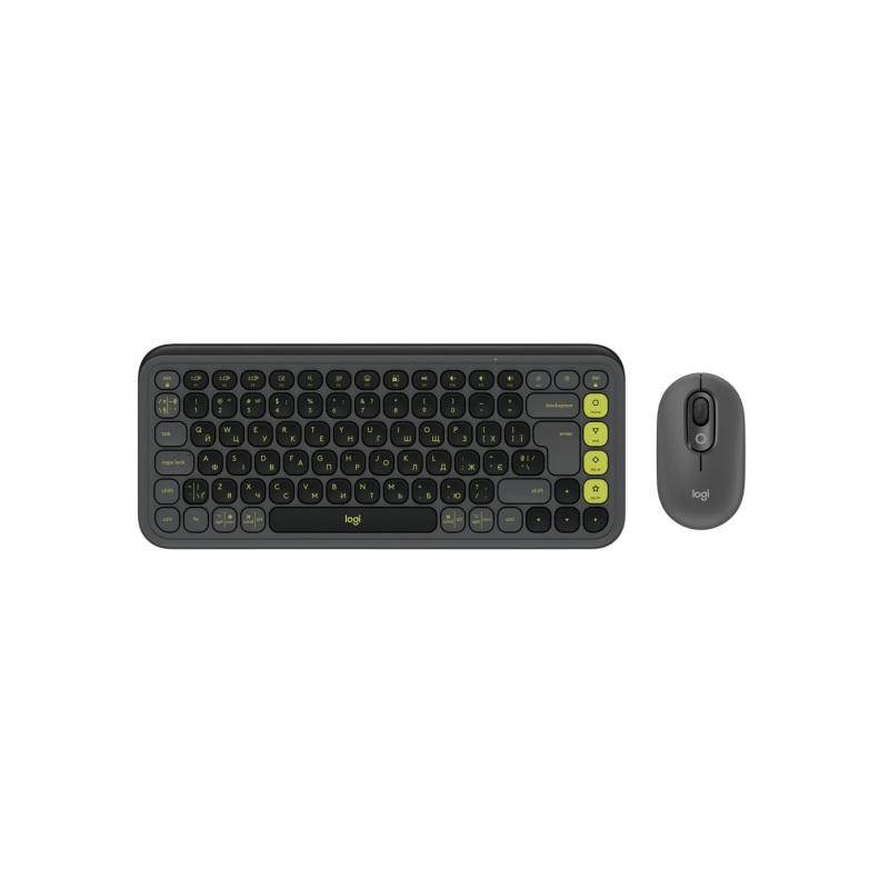 Wireless Keyboard & Mouse Logitech POP ICON, Compact design, Low-profile keys, 4000dpi, 3 buttons, 2xAAA/1xAA, 