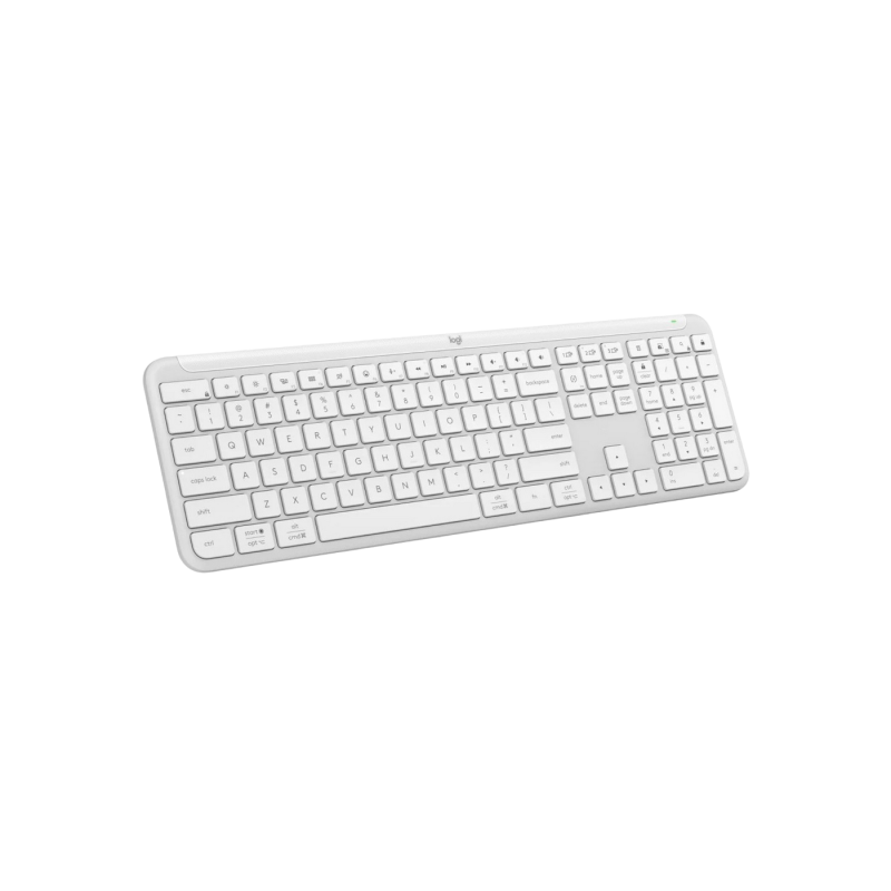 Wireless Keyboard Logitech K950, Ultra thin, Quiet Typing, F-keys, Smart Actions, Flow, 2xAAA, 2.4Ghz+BT, EN, White