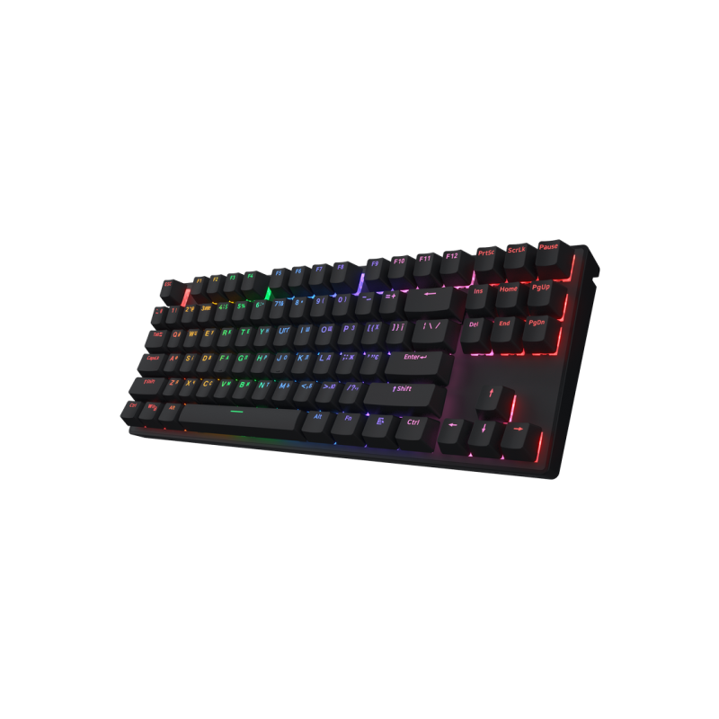Wireless Gaming Keyboard HATOR Icefall Mecha TKL Rainbow, Mechanical, Rainbow LED, 1.8m, USB, EN/UA, Black